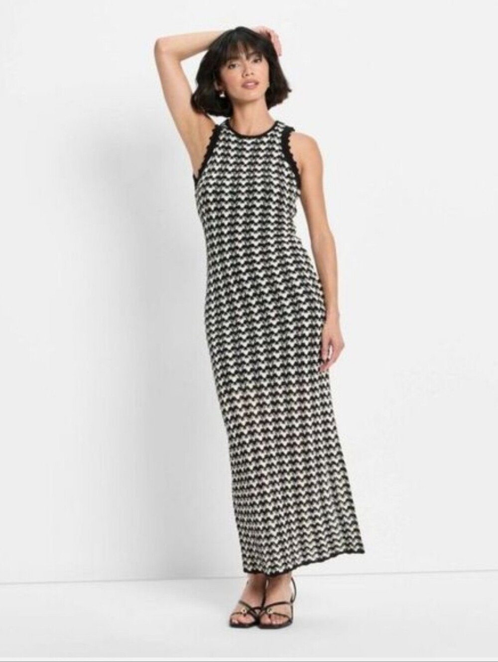 NWT! Future Collective,Open Back Maxi Sweater Dress,Black/White, Size S,MSRP $40